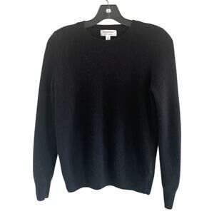 Nordstrom 100% Cashmere Crewneck Sweater Size M Black Minimalist Quiet Luxury